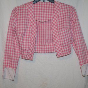Vintage 50's pink Gingham Bolero Jacket Size 5